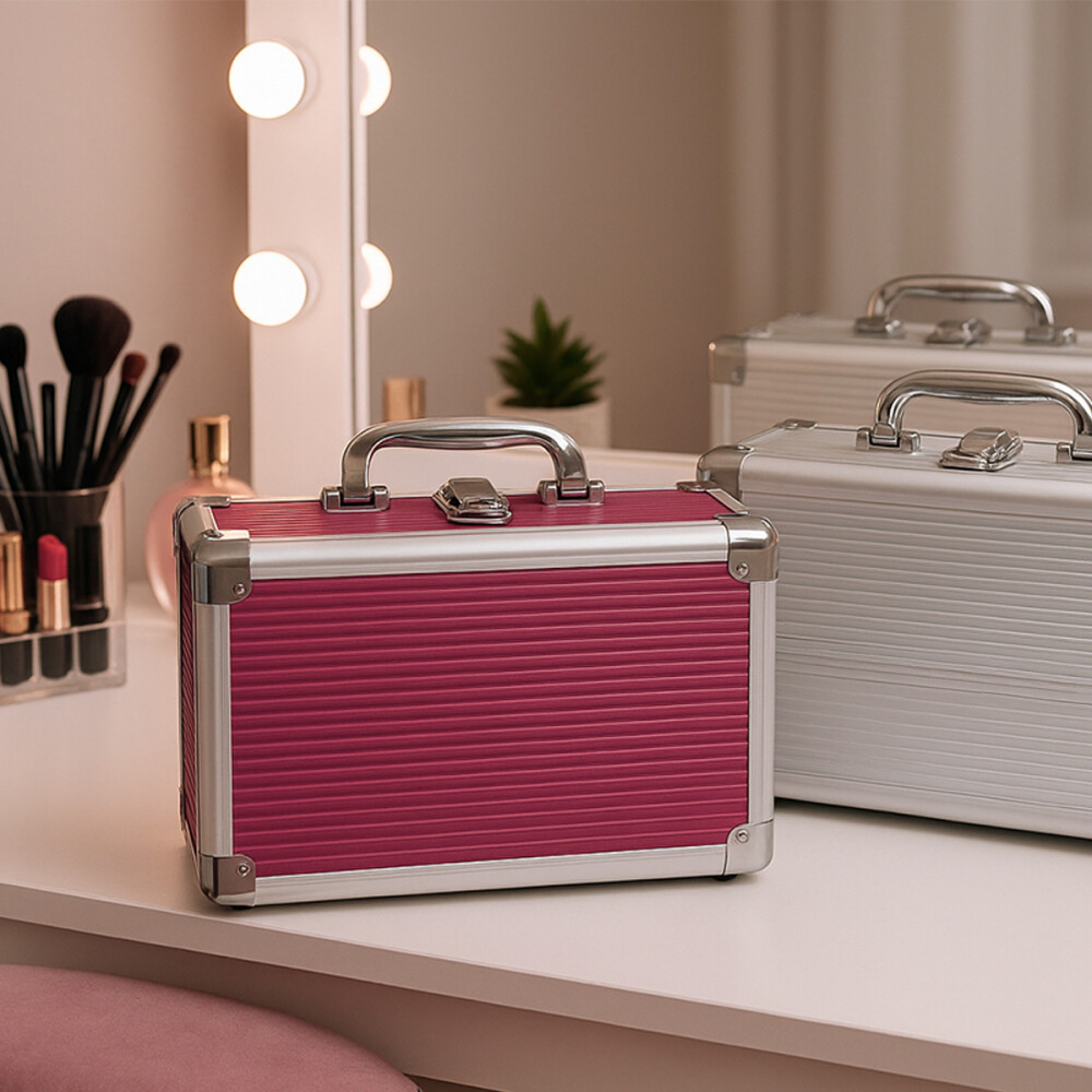 Valija De Maquillaje Grande Con Cosmeticos Incluidos Rosa