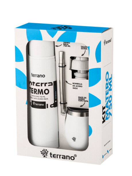 Kit Termo Bala + Mate con bombilla Blanco