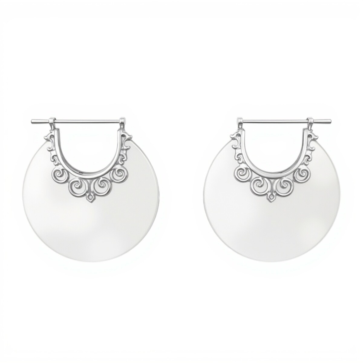 Caravanas circulo - Plata 925 - Nacar - CA4171 - conpiedra 