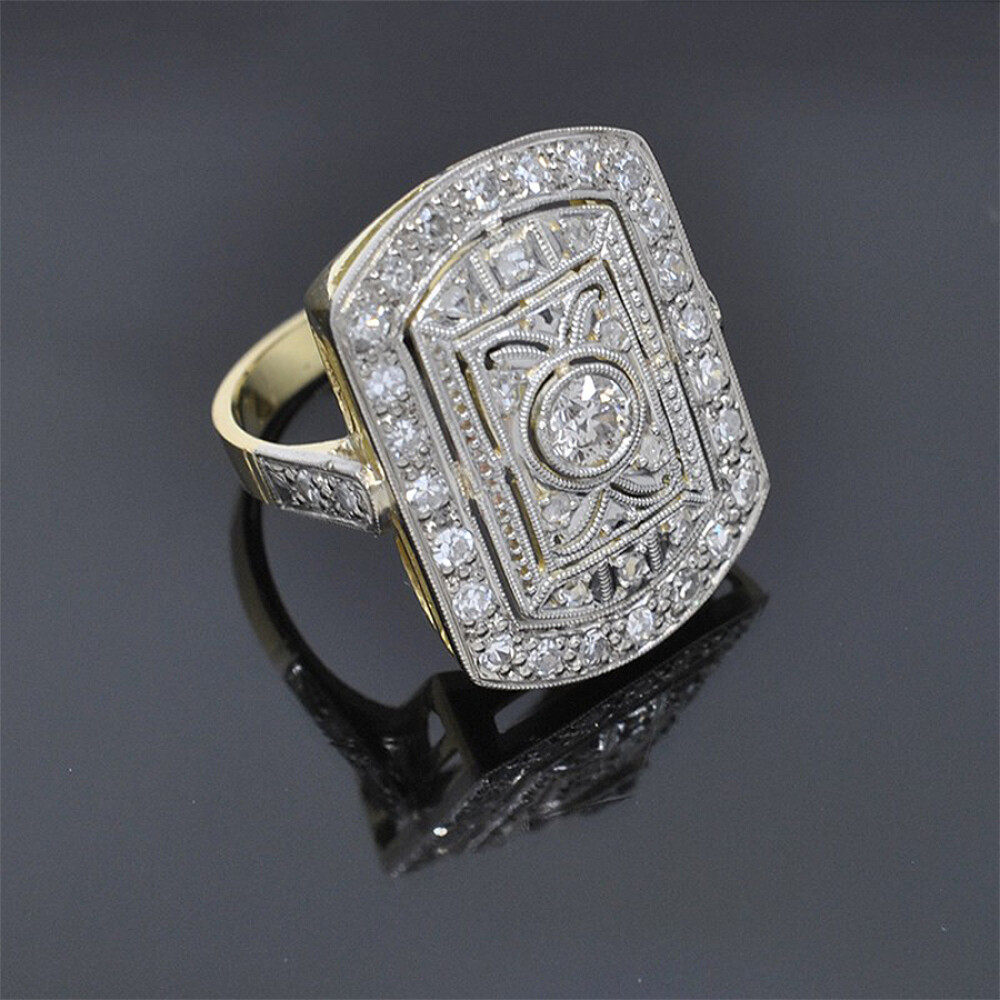 Anillo Nuevo Estilo Antiguo En Oro 18K Y Brillantes Anillo Nuevo Estilo Antiguo En Oro 18K Y Brillantes