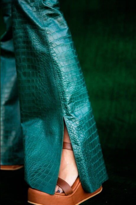 Formal Leather Pants Crocco Verde
