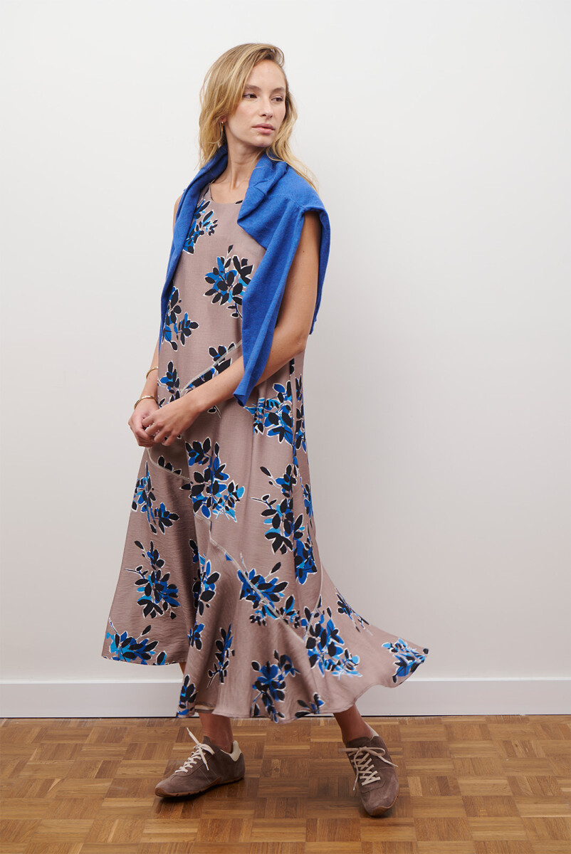 VESTIDO HOJAS - BEIGE 