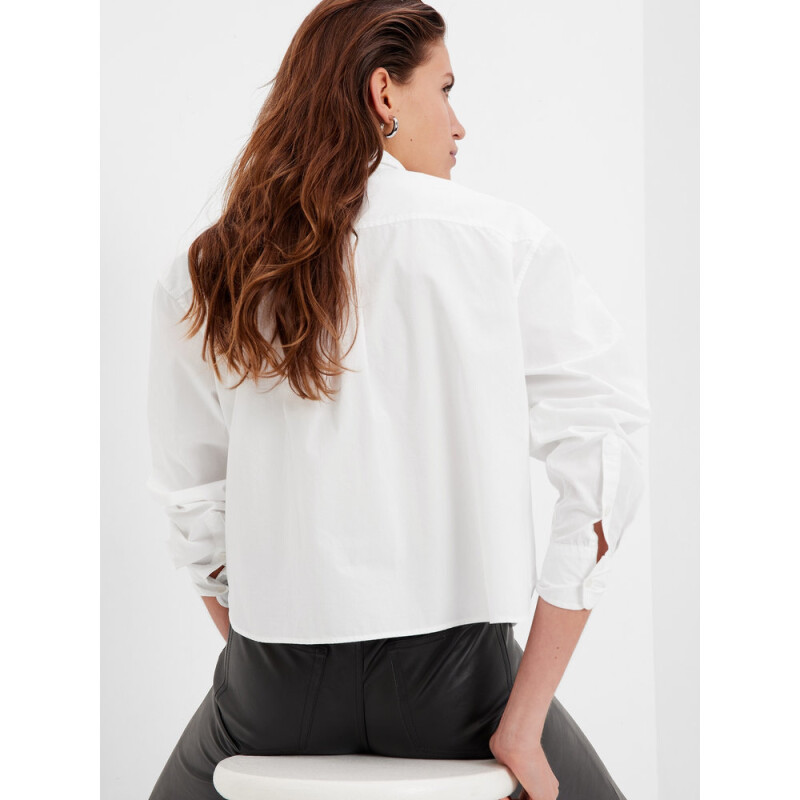 LS CROPPED SHIRT OPTIC WHITE
