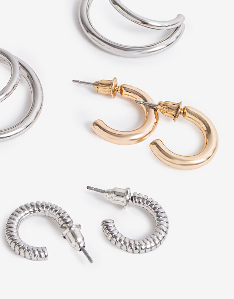 Aros Argollas Set Metal Aros Argolla Set Metal - Dorado