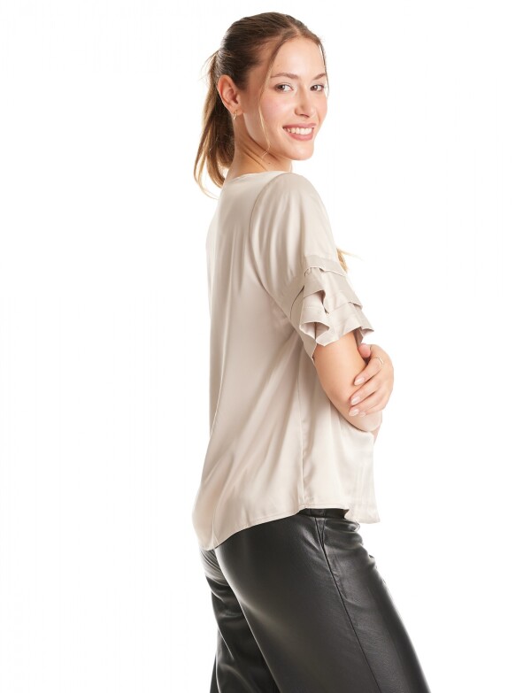 Blusa Saten Volados BEIGE