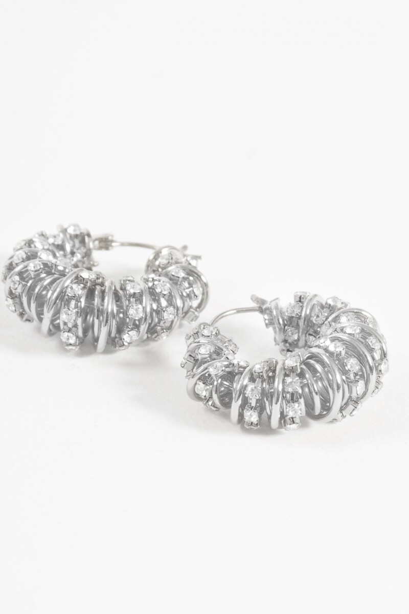 Aros con strass plateado