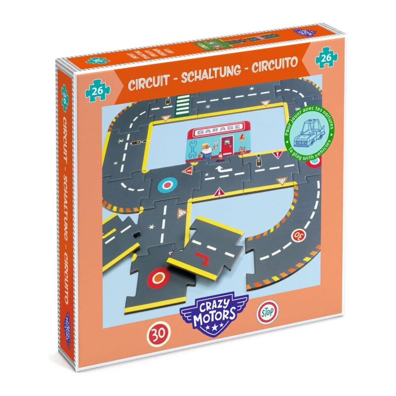Puzzle 26 piezas Crazy Motors Giant City Circuit Djeco Puzzle 26 piezas Crazy Motors Giant City Circuit Djeco