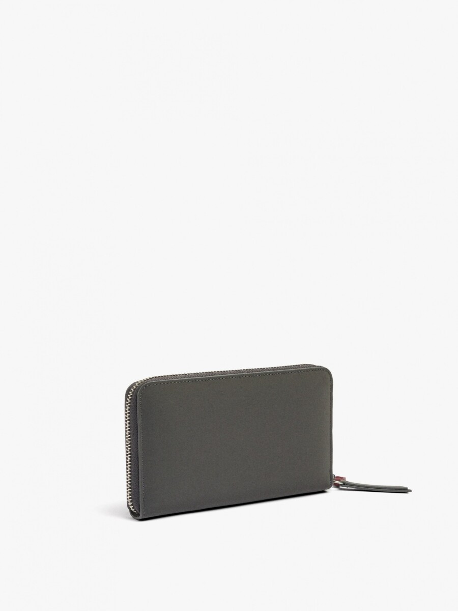 Cartera Textura Suave Con Cierre De Cremallera gris