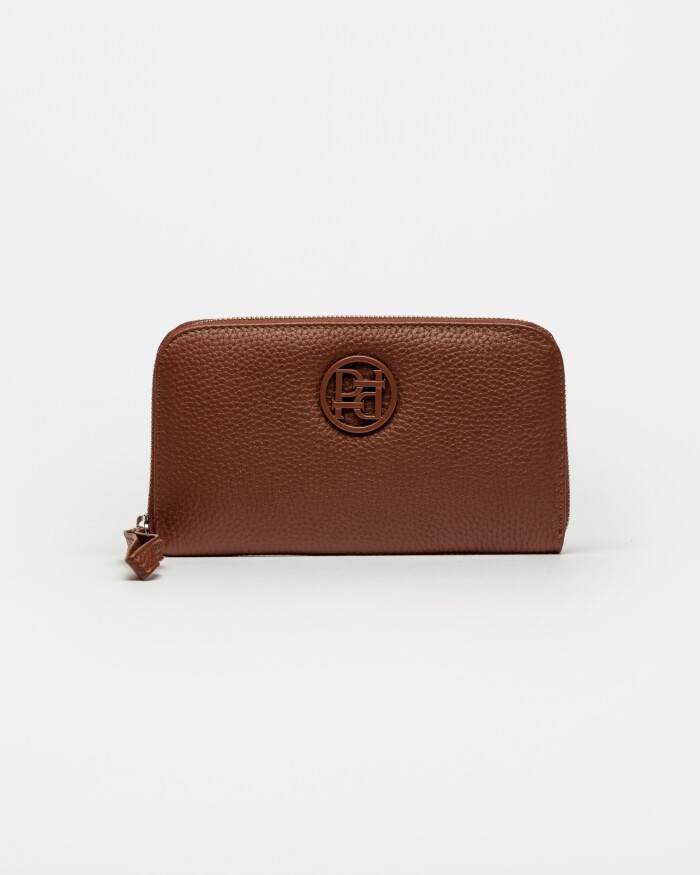 Billetera P&P En Cuero Graneado Tabaco