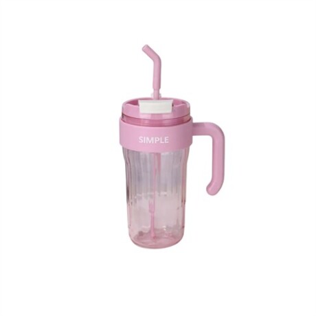 Vaso con manija y sorbito Rosado