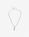 Cadena Corta con Dije Letras Collar De Acero Con Inicial F - Plateado