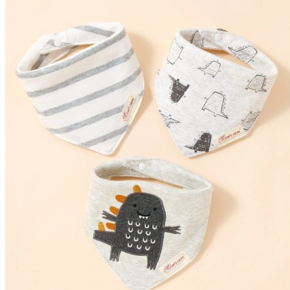 Set baberos bandana x3 monster gris