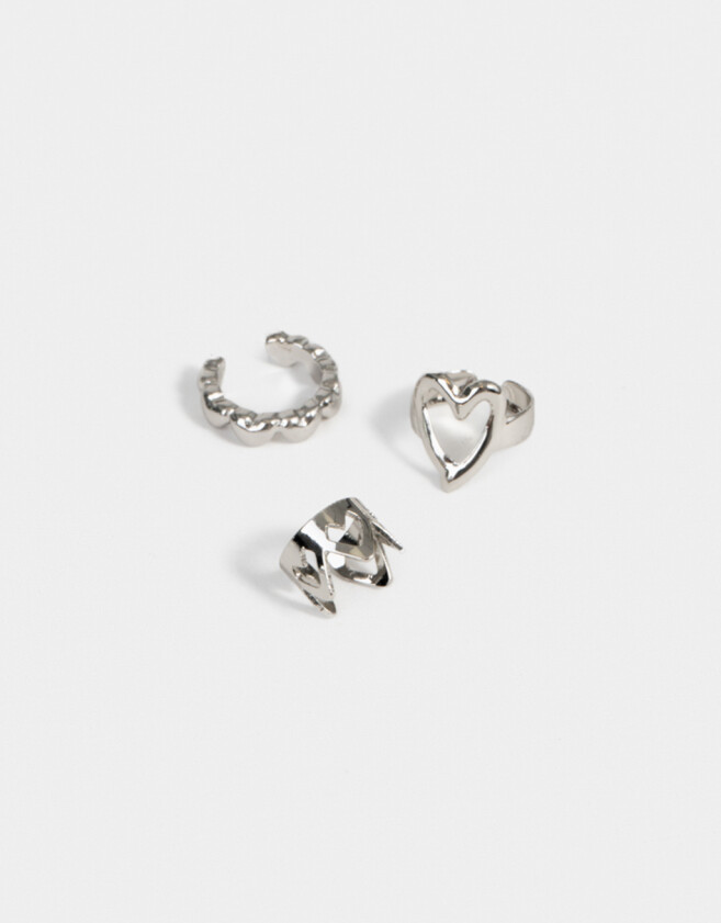 Bijou Cuff Con corazón Set De Cuffs - Plateado