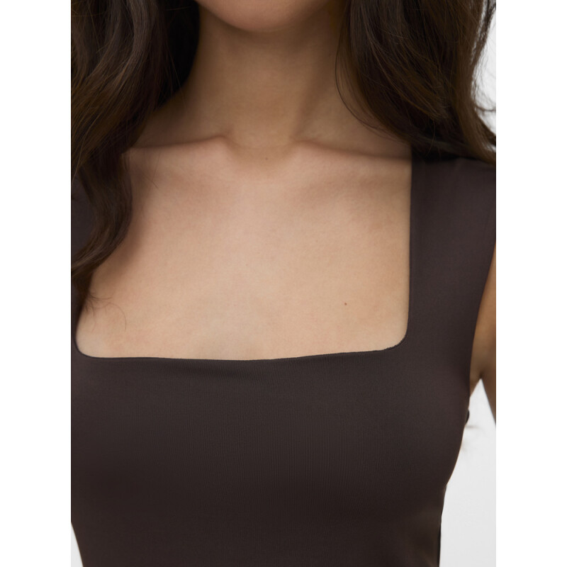 VMMILLION SL SQUARE NECK TOP JRS NOOS Chocolate Torte