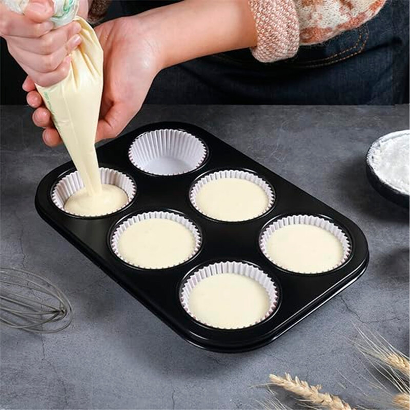 Molde x6 para muffin antiadherente 26,5x18x3 cm GRIS OSCURO