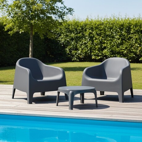 2 Sillones Skarpo + Mesa redonda Puket GRIS