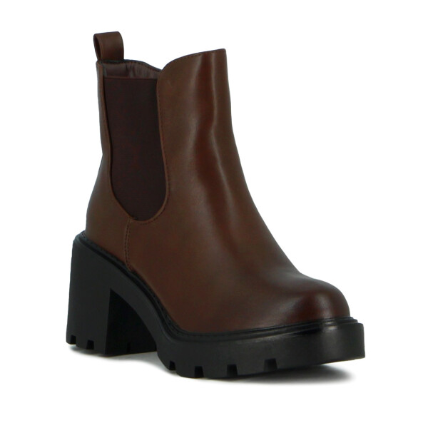 Darkness Bota De Dama Caña Baja Taco Cuadrado C/ Elast - Marrin Os Marron Oscuro