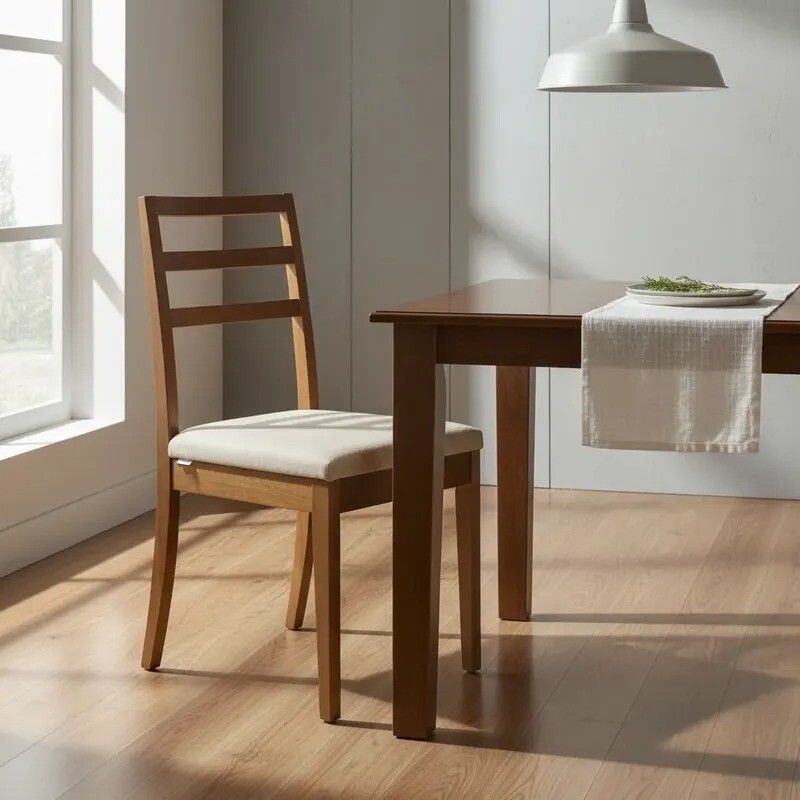 SILLA BAJA - MADERA CLARA - TAPIZADO TELA BEIGE SILLA BAJA - MADERA CLARA - TAPIZADO TELA BEIGE