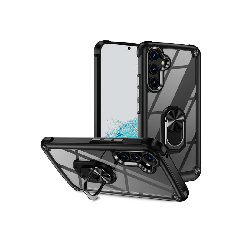 Protector Samsung Galaxy A54 transparente con anillo y bordes negros Protector Samsung Galaxy A54 Transparente Con Anillo Y Bordes Negros