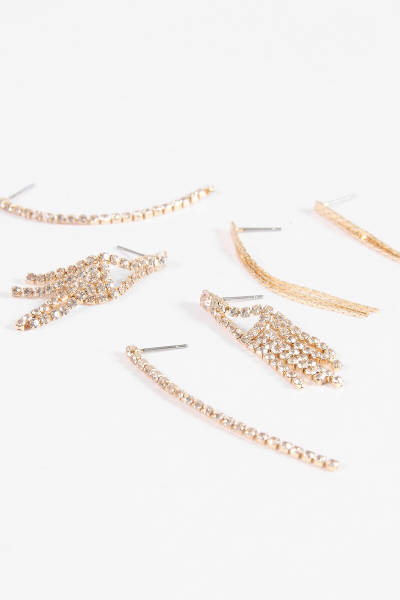 Set de caravanas strass dorado
