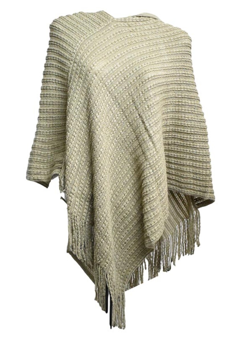 PONCHO DAMA CORTO CRUZADO CON CAPUCHA Y FLECOS 88X79CM 26484 