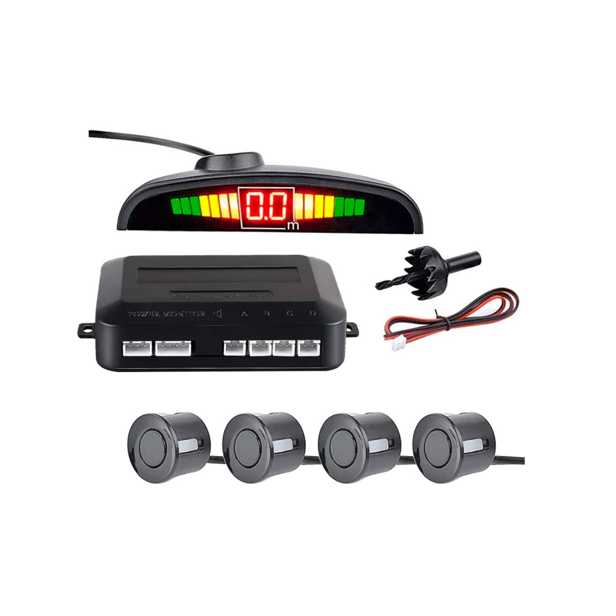 Sensor Marcha Atras De 4 Sensores Con Display / Sensor Color Gris 