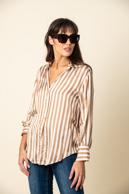 Camisa Dama rayas Camello