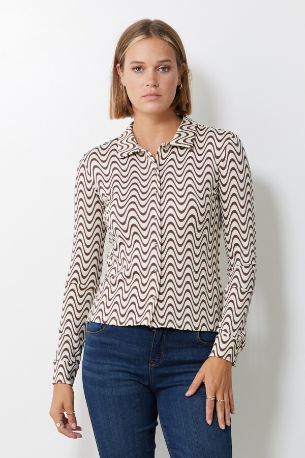 Camisa Cropped MULTI/MARRON