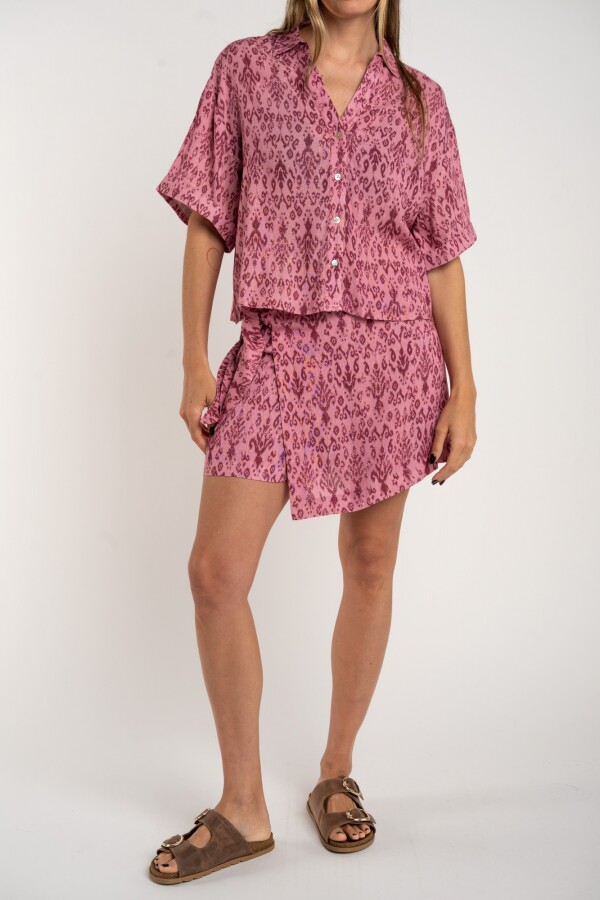 Skort Estampado Lurex Rosa