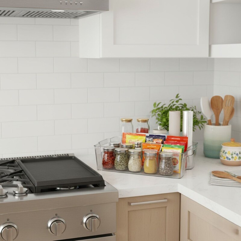 ORGANIZADOR RECT ACRIL TRANSP C/MANIJA 35X23X9.5CM Unica