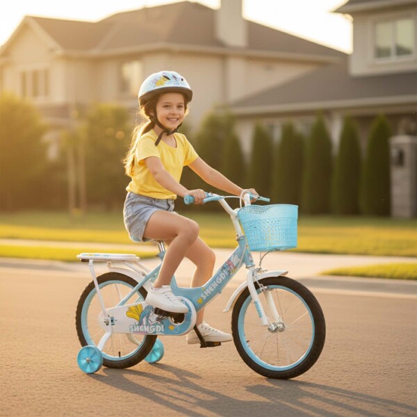 Bicicleta infantil Shengdi Rodado 16 Canasto Parrilla Hadas Celeste 1