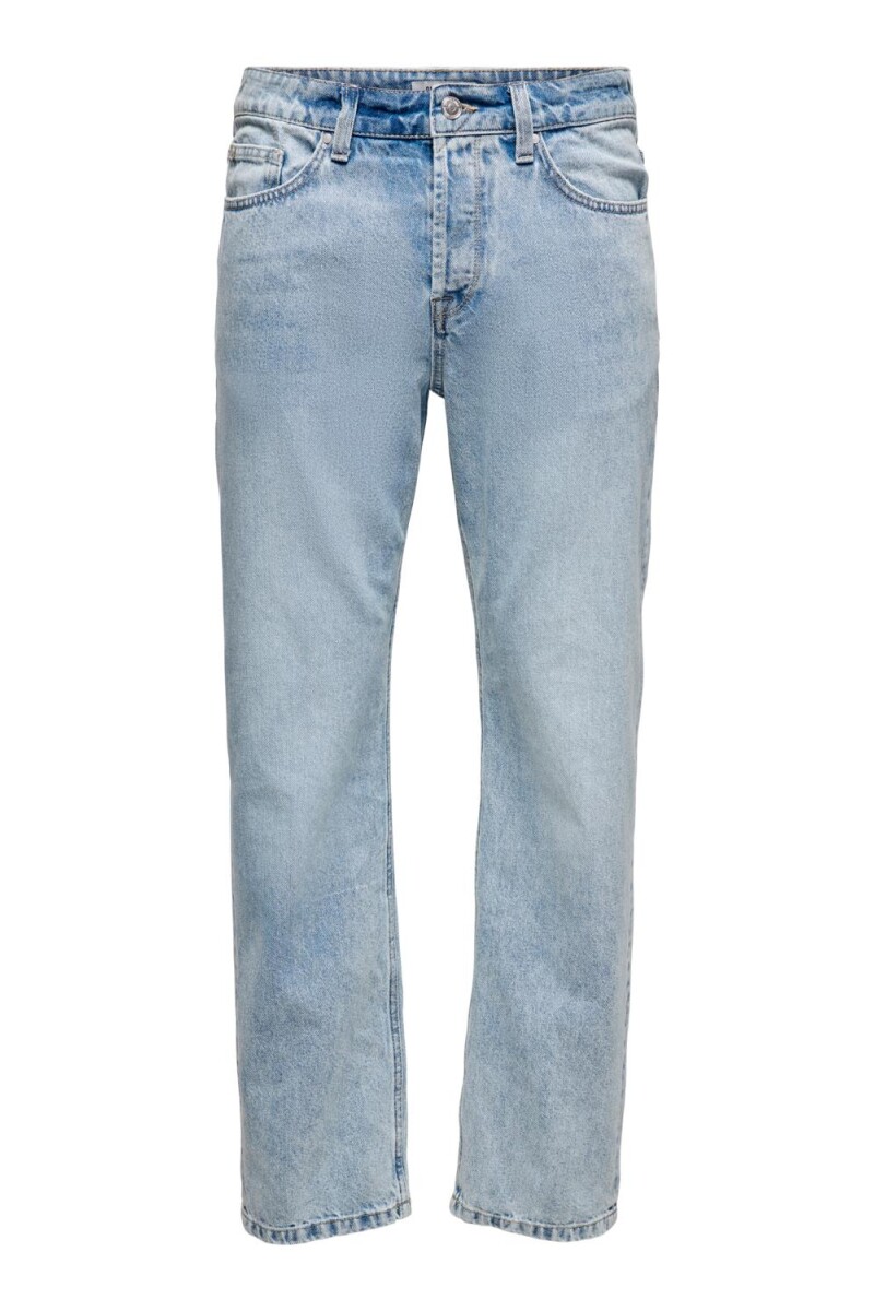 Jeans Loose - Light Blue Washed Blue Denim