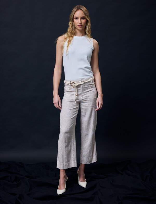 Pantalon Lino Cinto BEIGE/MULTI