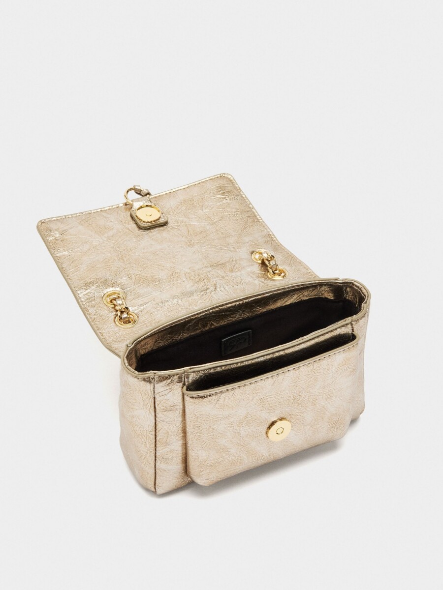 Bolso De Hombro Con Solapa dorado