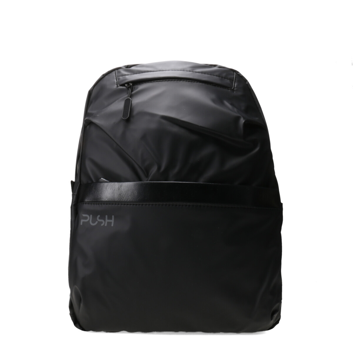 Mochila Push De Tela con Bolsillo Frontal - Negro 