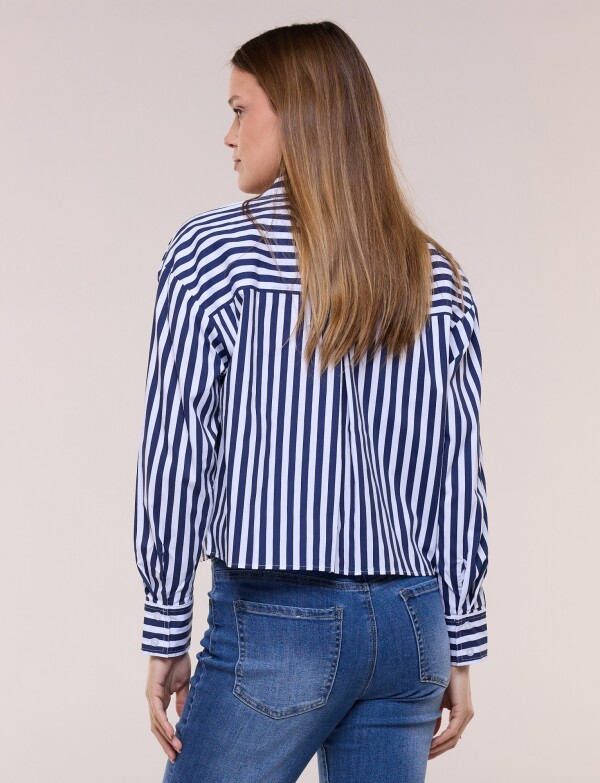 Camisa Crop Lineas AZUL/BLANCO