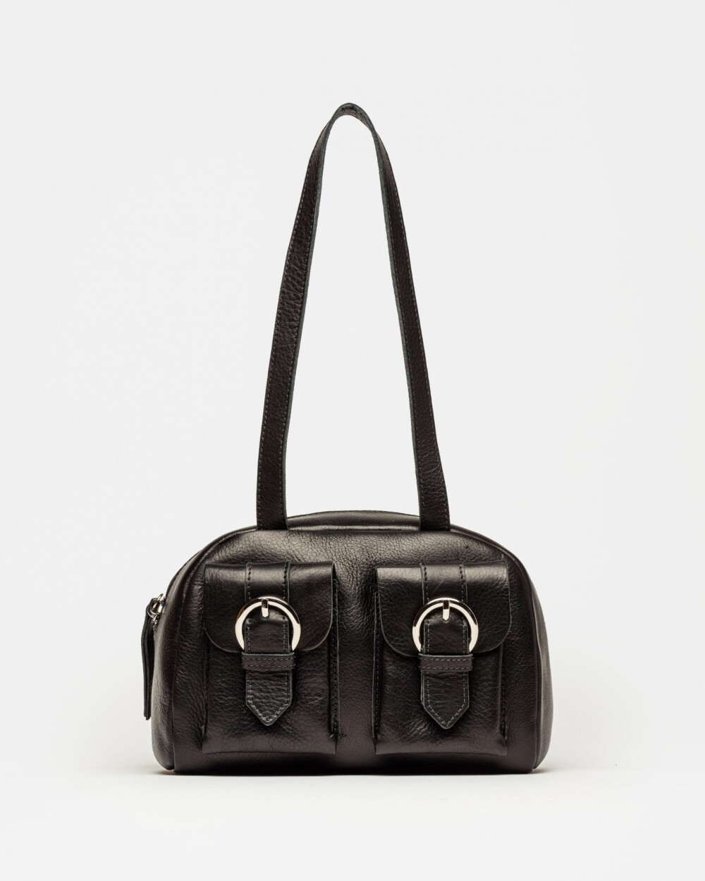 Cartera al hombro Indie en cuero vegetal liso Negro