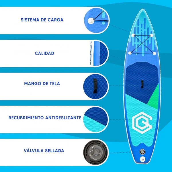Tabla Stand Up Paddle Board Inflable 3.35 + Accesorios AZUL