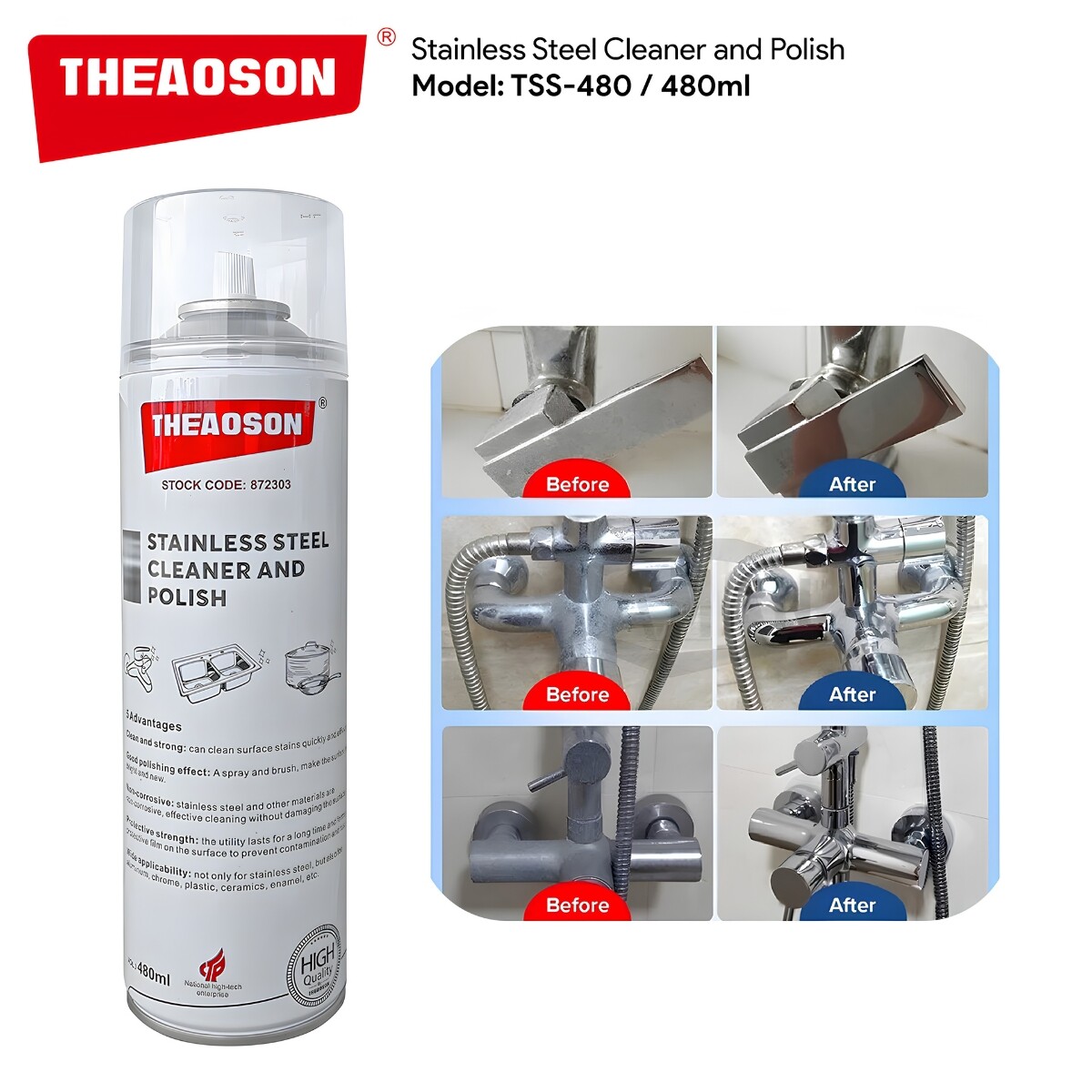 LIMPIADOR Y PULIDOR PARA ACERO EN SPRAY 480ML CLEAN Limpiador Y Pulidor Para Acero En Spray 480ml Clean