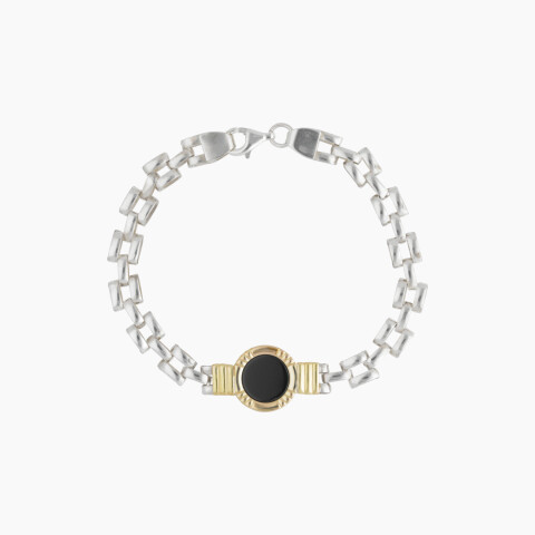 Pulsera en plata y oro con ónix Pulsera En Plata Y Oro Con ónix