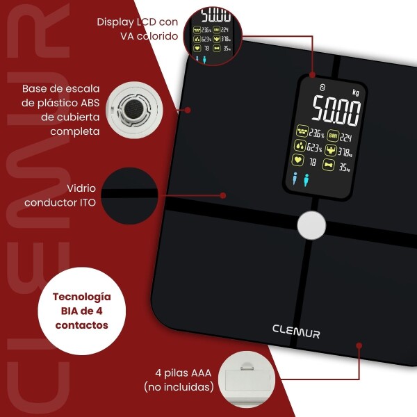 Balanza Baño Inteligente Monitor Digital Bascula Profesional app smart led 180 Kg Imback Color Gris Oscuro Balanza Baño Inteligente Monitor Digital Bascula Profesional app smart led 180 Kg Imback Color Gris Oscuro