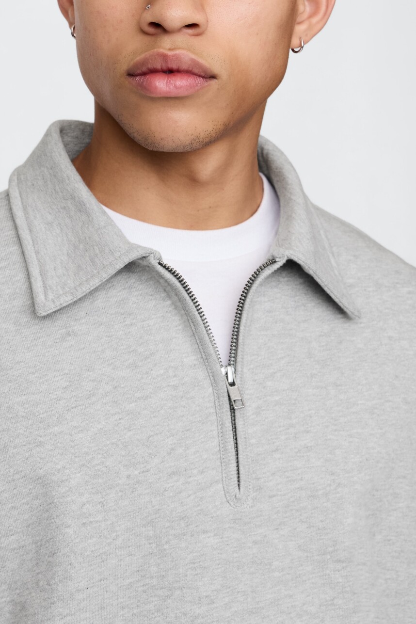 Buzo Deportivo Sin Felpa Medio Cierre Hombre Light Heather Grey