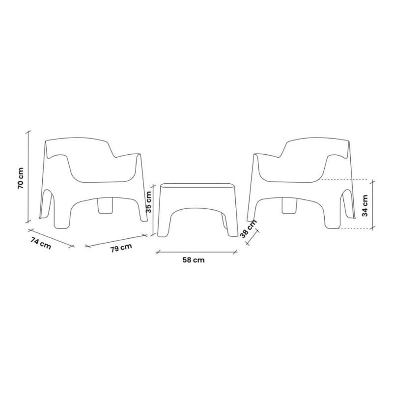 Juego De Patio Ibiza 2 Sillones + Mesa Ratona En Resina Blanco Juego De Patio Ibiza 2 Sillones + Mesa Ratona En Resina Blanco