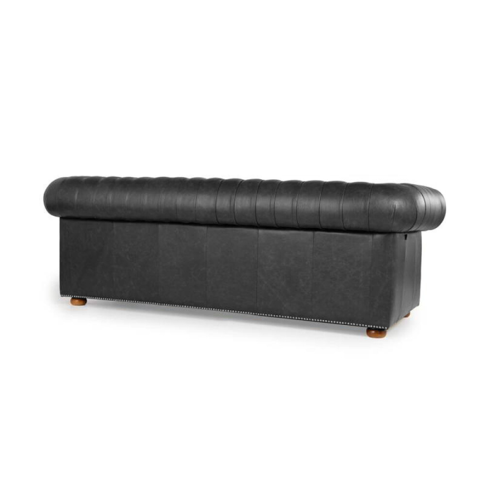 Sillón 100% Cuero - 3 Cuerpos - Chesterfield Negro