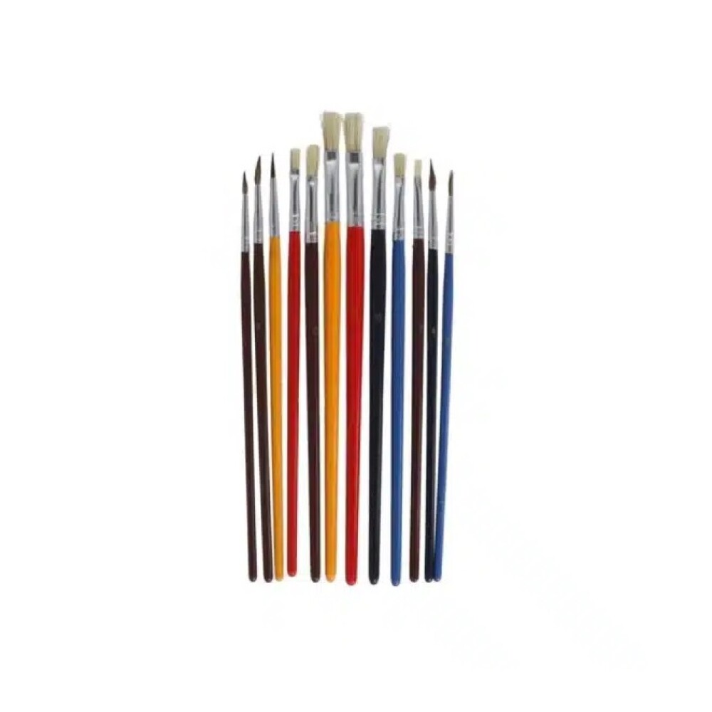 Set 12 Pinceles Pelo Pony/Cerda Srt Col. PINCELES PELO PONY/CERDA SRT COL. X12