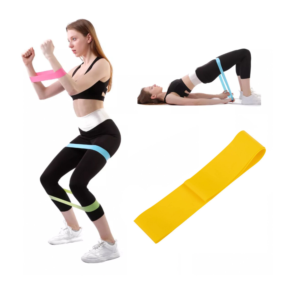 Banda Elástica De Silicona Fitness Ejercicio Yoga Pilates - Variante Color Amarillo 