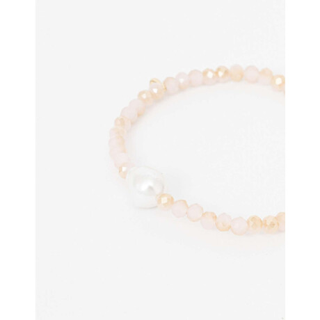 Pulsera Elástica Beads Y Metal Dorado