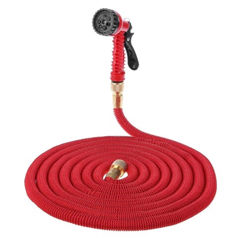 Manguera Retractil Expandible 25M Jardin + Pistola Riego Color Variante Rojo