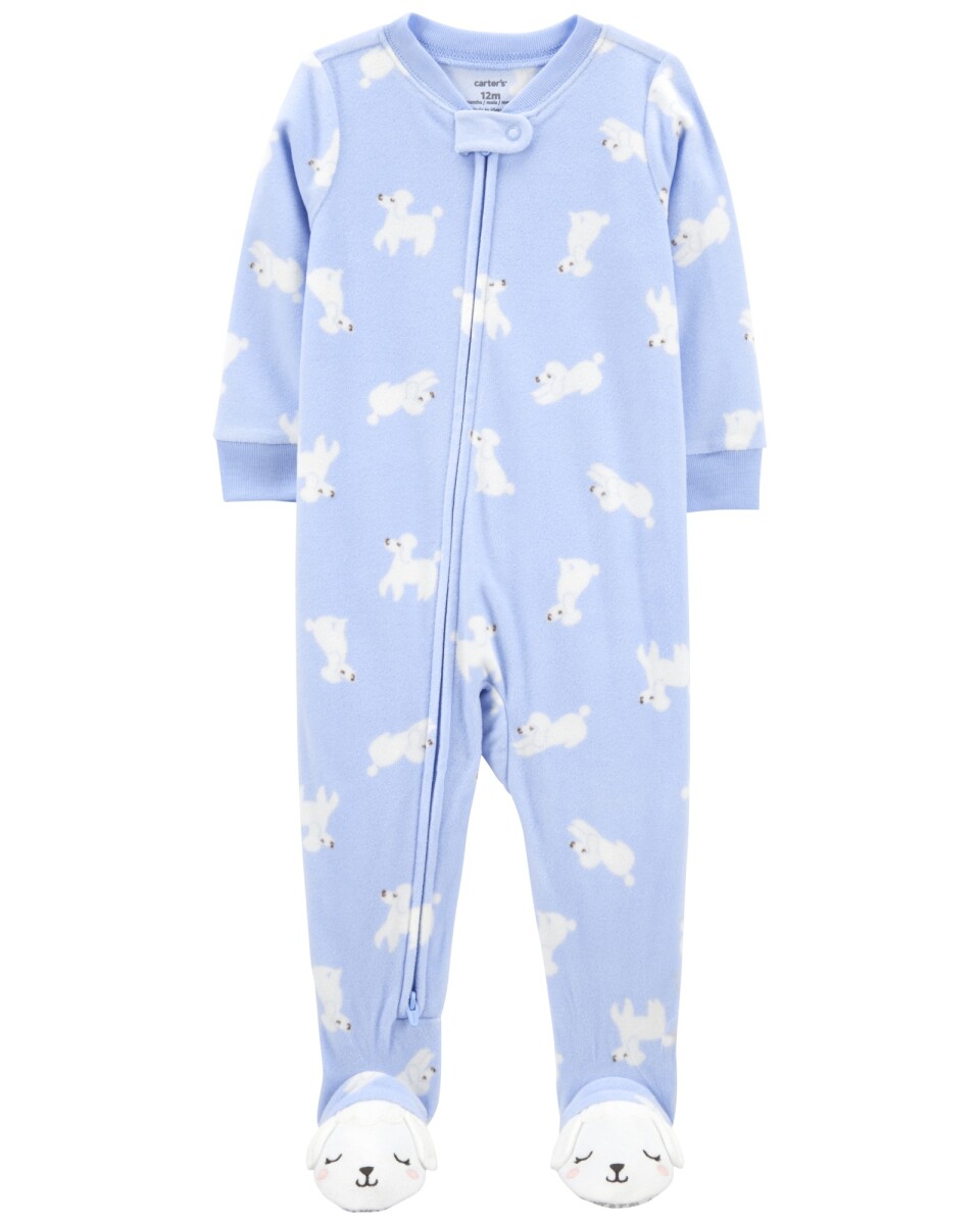 Pijama una pieza de micropolar, con pie, diseño caniches 