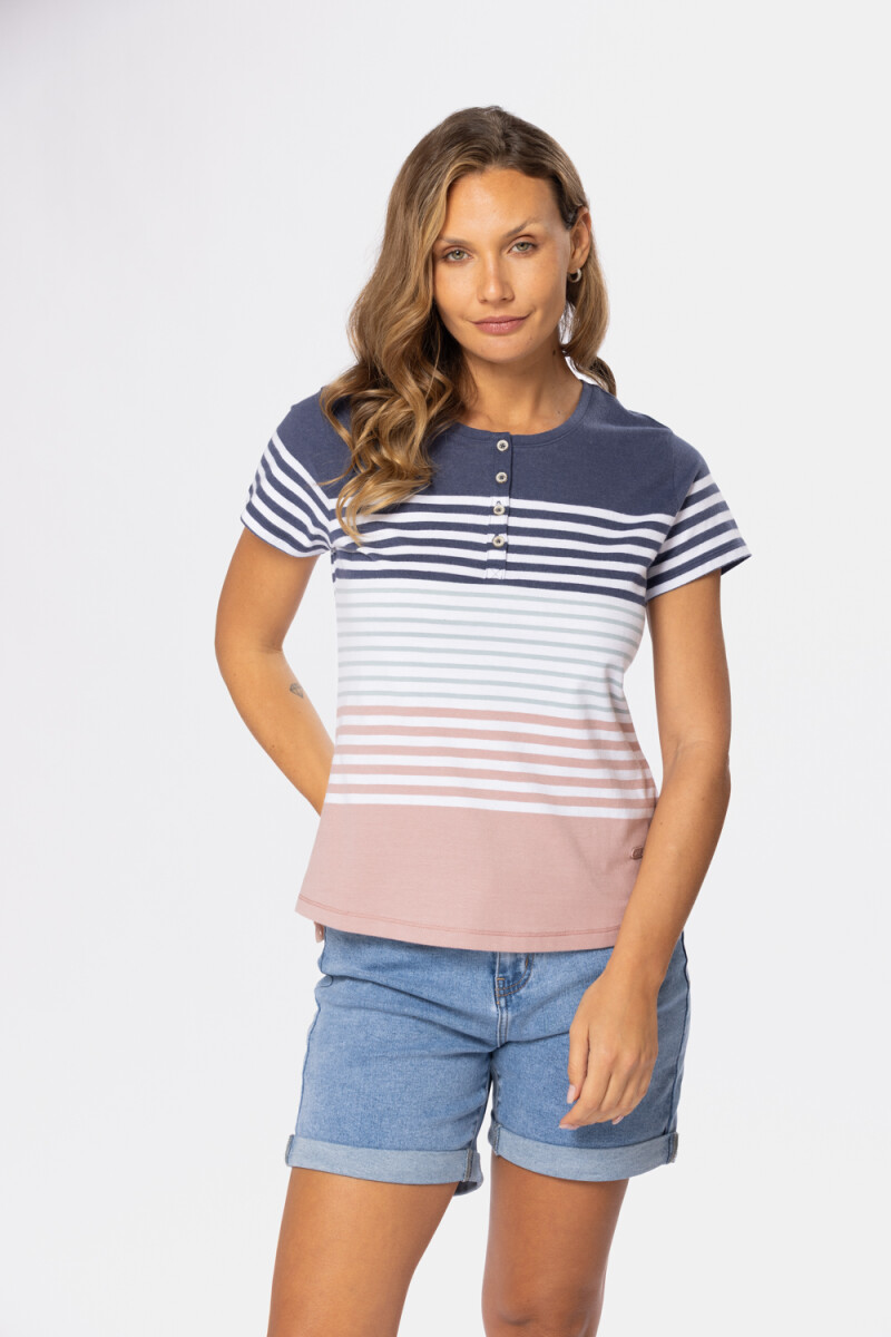 REMERA RAYADA - Azul 